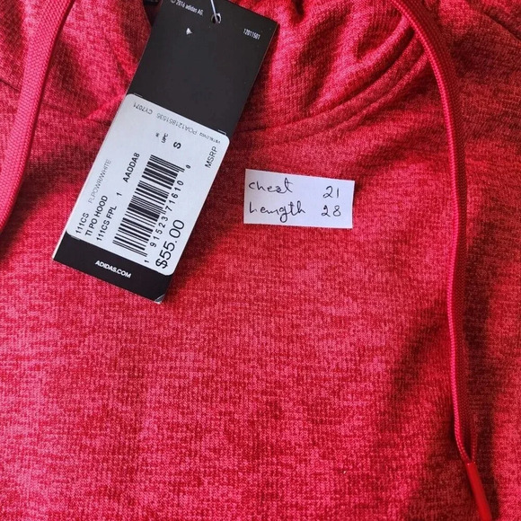 New Adidas Team Issue Fleece Hoodie Small Red Long Sleeve Climawarm - Picture 9 of 15